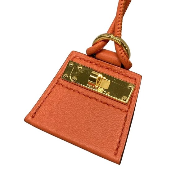 Auth HERMES Monpetitkelly PM Orange Poppy Veau Swift Bag Charm - Picture 4 of 6